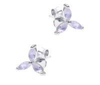 Three Petal Flower Silver Stud Earring STS-6263